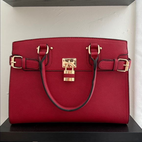 Red Handbag with Gold Accents - Picture 1 of 4